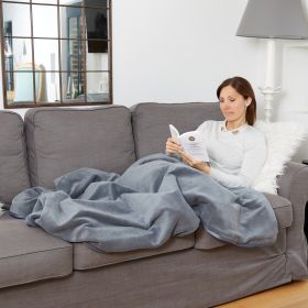 Mise en situation de la Heating Overblanket dans un canapé, moment de lecture cosy