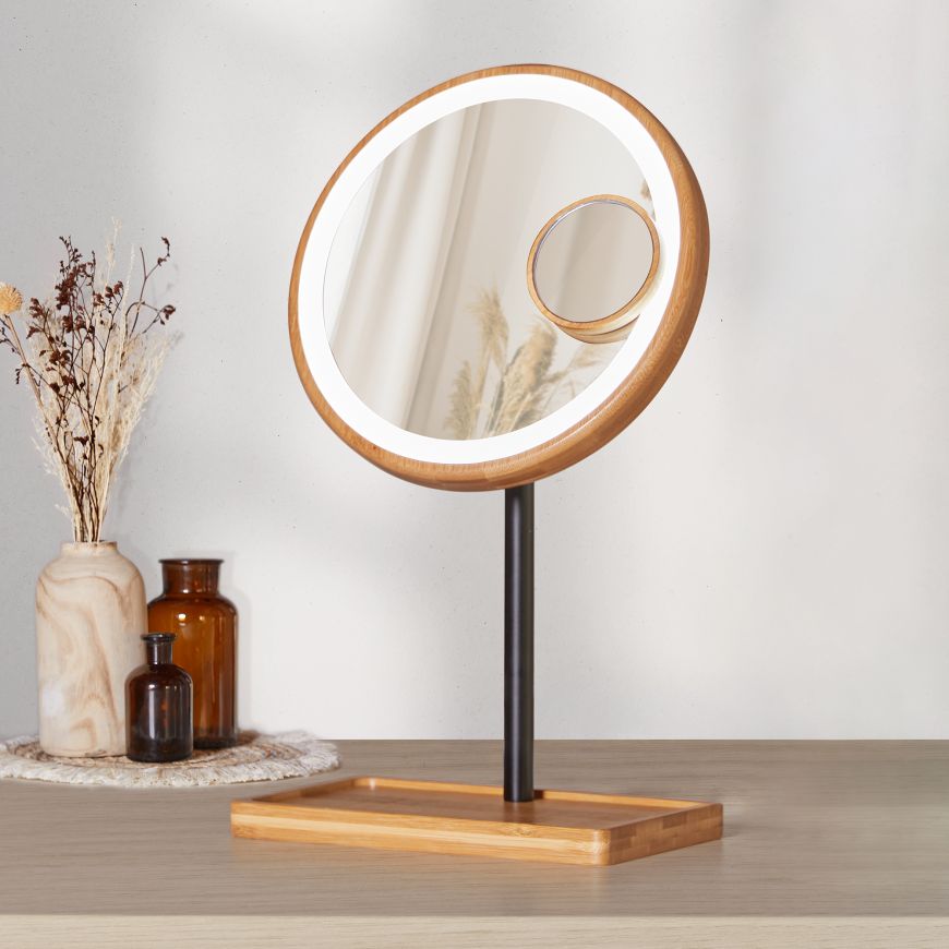 Bamboo Mirror - Wiederaufladbarer LED-Spiegel | Lanaform