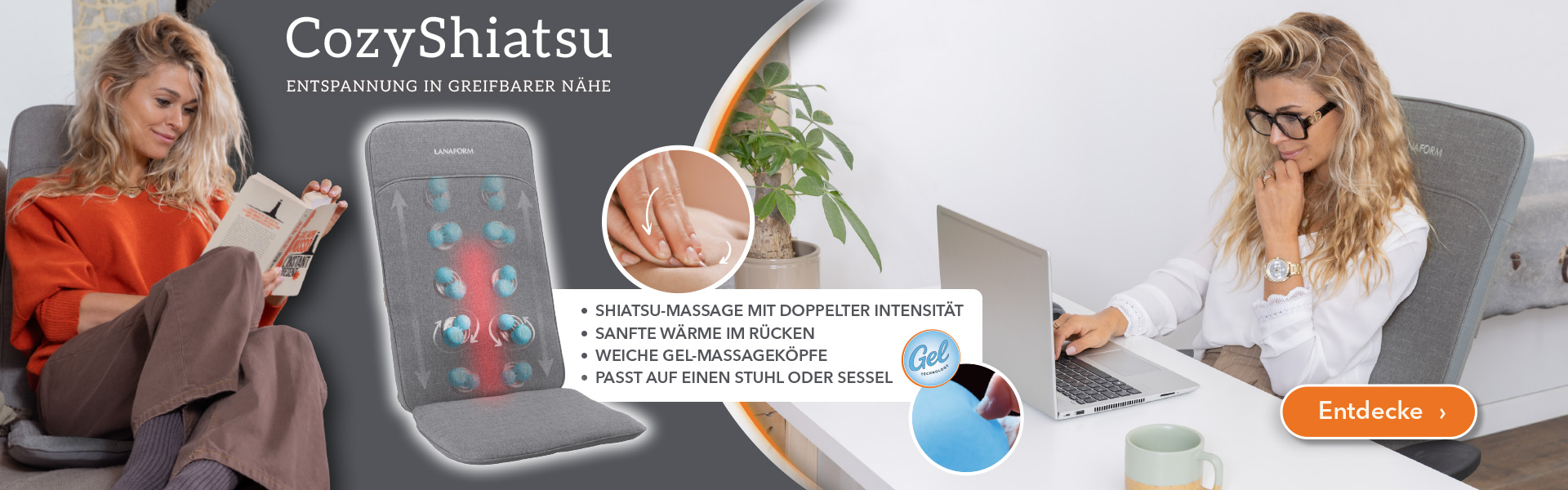 CozyShiatsu - Beheizter Shiatsu-Massagesitz mit Gel-Massagesystem