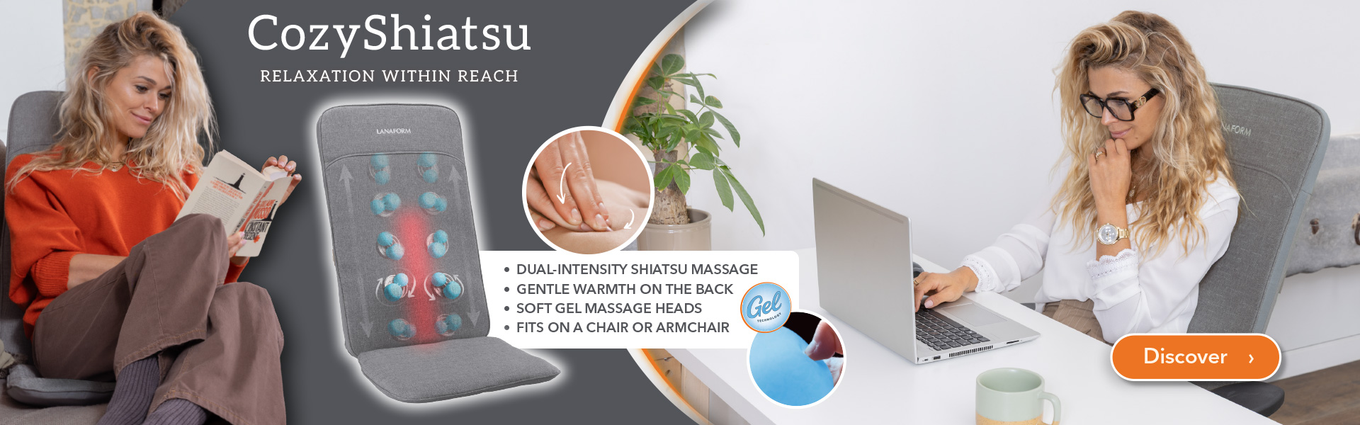 CozyShiatsu - Heated Shiatsu massage seat with gel massage system