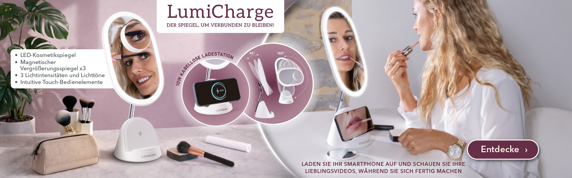 LumiCharge - LED-Schminkspiegel X1/X3 mit Ladestation