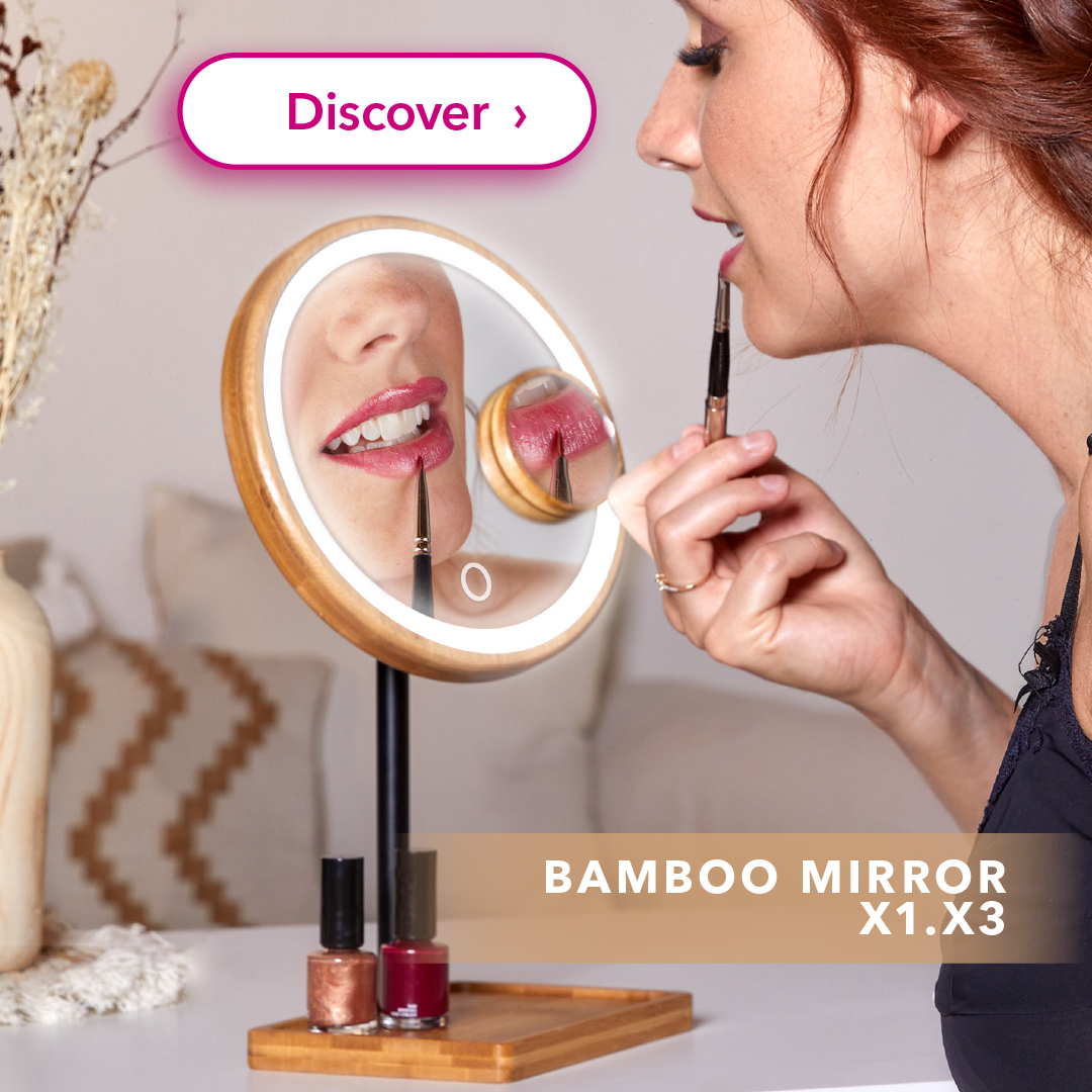 Bamboo Mirror - mirror led rechargeable