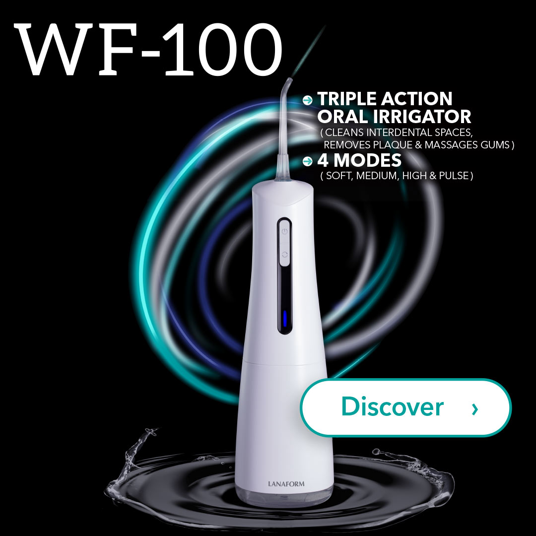 With its four modes, the WF-100 oral irrigator guarantees complete personalised care for teeth and gums, for optimal oral hygiene!